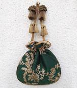 Green embroidered potli bag