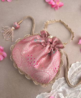 Pink kashi banarasi potli bag 1