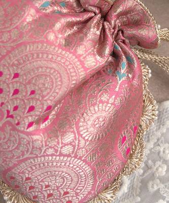 Pink kashi banarasi potli bag 3