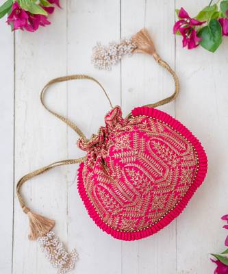 Pink leela heritage potli bag 1