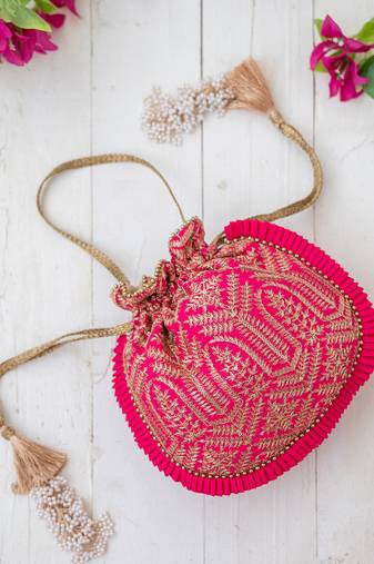 Pink leela heritage potli bag