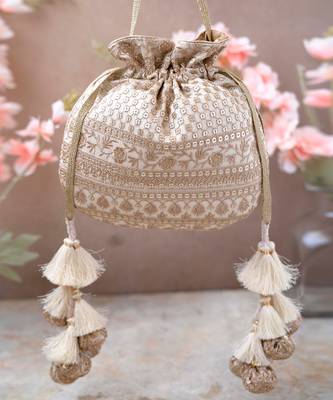Off white resham potli bag 1