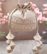 Off white resham potli bag