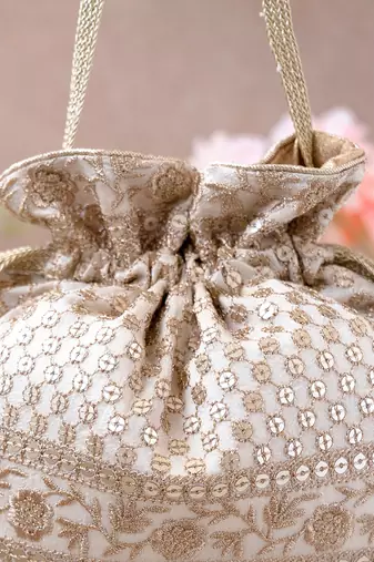 Off white resham potli bag