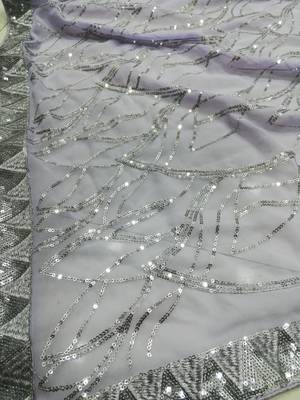 Lavender Georgette Sequin Embroidered Party Wear Saree With Blouse 9