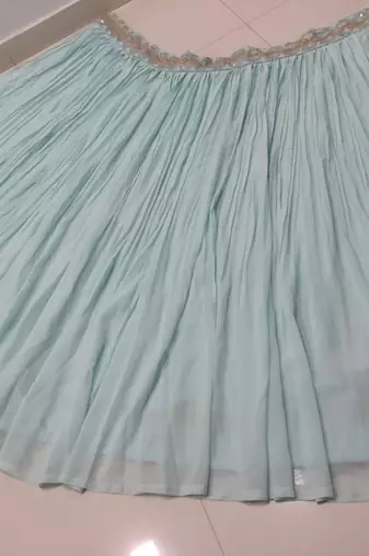 Turquoise Crush Work Sequins Zari And Dori Embroidered Faux Georgette Party Wear Lehenga Choli