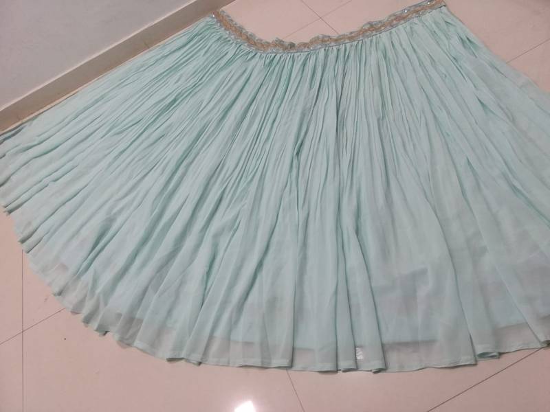 Turquoise Crush Work Sequins Zari And Dori Embroidered Faux Georgette Party Wear Lehenga Choli