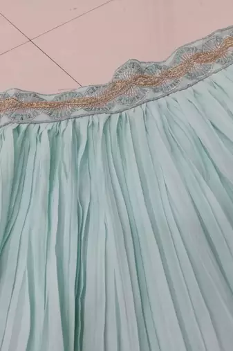Turquoise Crush Work Sequins Zari And Dori Embroidered Faux Georgette Party Wear Lehenga Choli