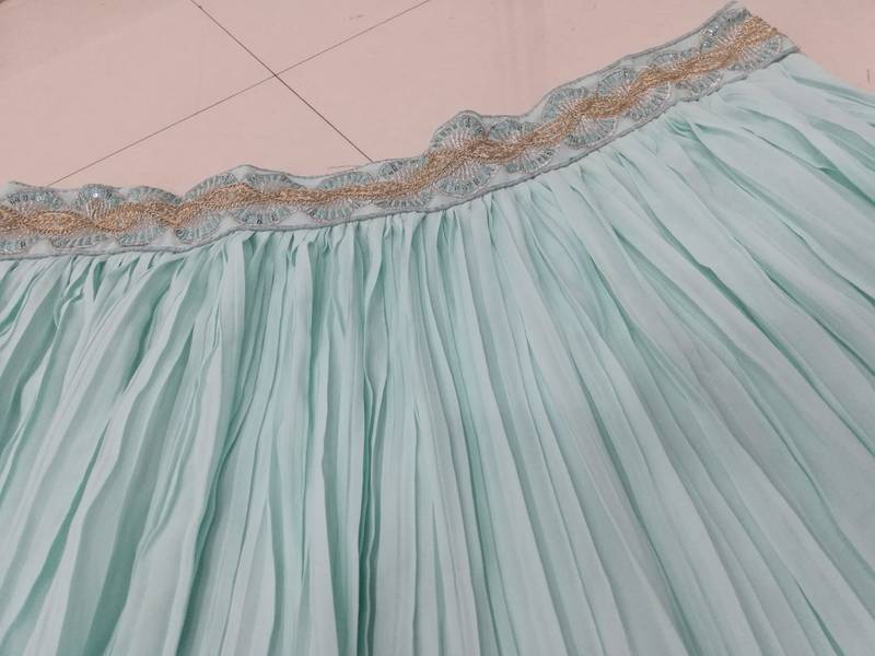 Turquoise Crush Work Sequins Zari And Dori Embroidered Faux Georgette Party Wear Lehenga Choli