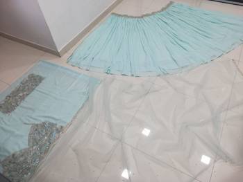 Turquoise Crush Work Sequins Zari And Dori Embroidered Faux Georgette Party Wear Lehenga Choli 10