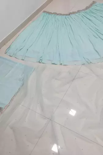 Turquoise Crush Work Sequins Zari And Dori Embroidered Faux Georgette Party Wear Lehenga Choli