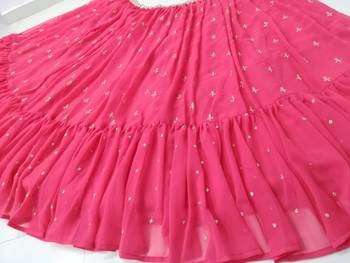  Rani Pink Zari & Sequins Embroidered Faux-Georgette Wedding Lehenga Choli  6