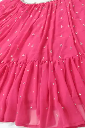  Rani Pink Zari & Sequins Embroidered Faux-Georgette Wedding Lehenga Choli 