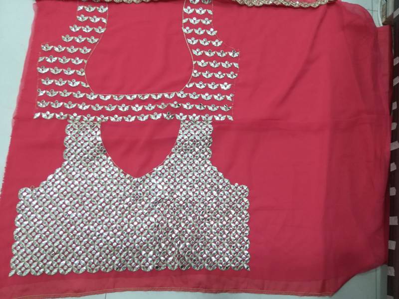  Rani Pink Zari & Sequins Embroidered Faux-Georgette Wedding Lehenga Choli 