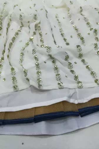 Off white zari and sequins embroidered Georgette indian designer wedding latest design lehenga choli dress