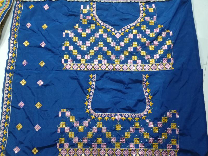 Blue Sequins Thread And Zari Embroidered Chinon Designer Lehenga Choli For Wedding