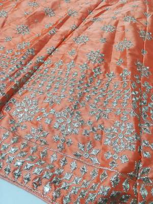 Orange Sequins and Zari Embroidered Devsena Silk Party wear Lehenga Choli 11