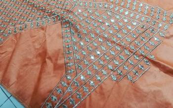 Orange Sequins and Zari Embroidered Devsena Silk Party wear Lehenga Choli 14