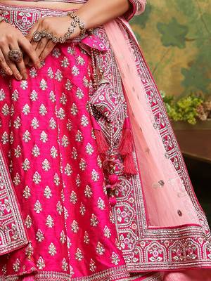 Red Pure Silk Moti & Zarkan heavy embroidery Semi-Stitched Lehenga choli & Dupatta 7