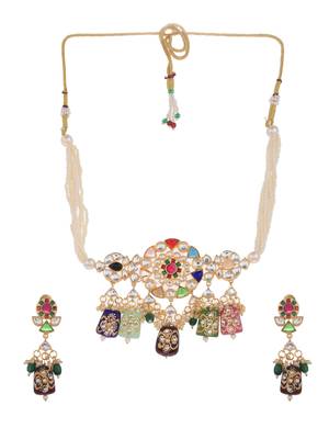 Sasha gold-plated kundan-studded & pearl beaded jewellery set 3
