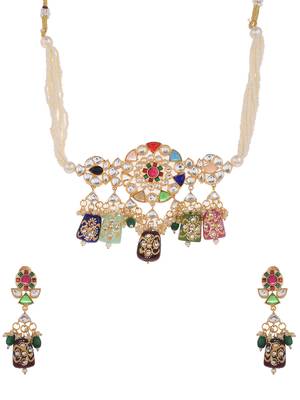 Sasha gold-plated kundan-studded & pearl beaded jewellery set 4
