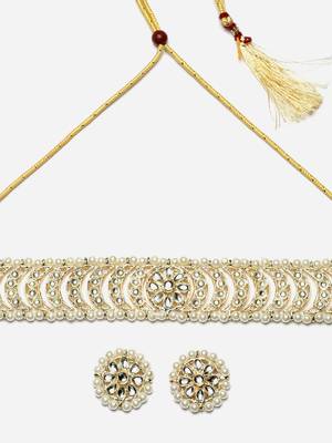 Sasha gold-plated kundan studded & beaded jewellery set 4