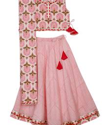 Saka Designs Girls Printed Cotton Lehenga Choli - Pink