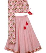 Saka Designs Girls Printed Cotton Lehenga Choli - Pink