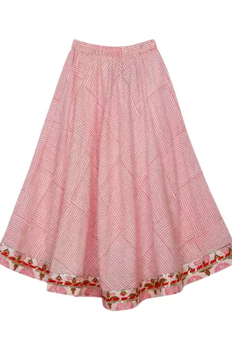 Saka Designs Girls Printed Cotton Lehenga Choli - Pink
