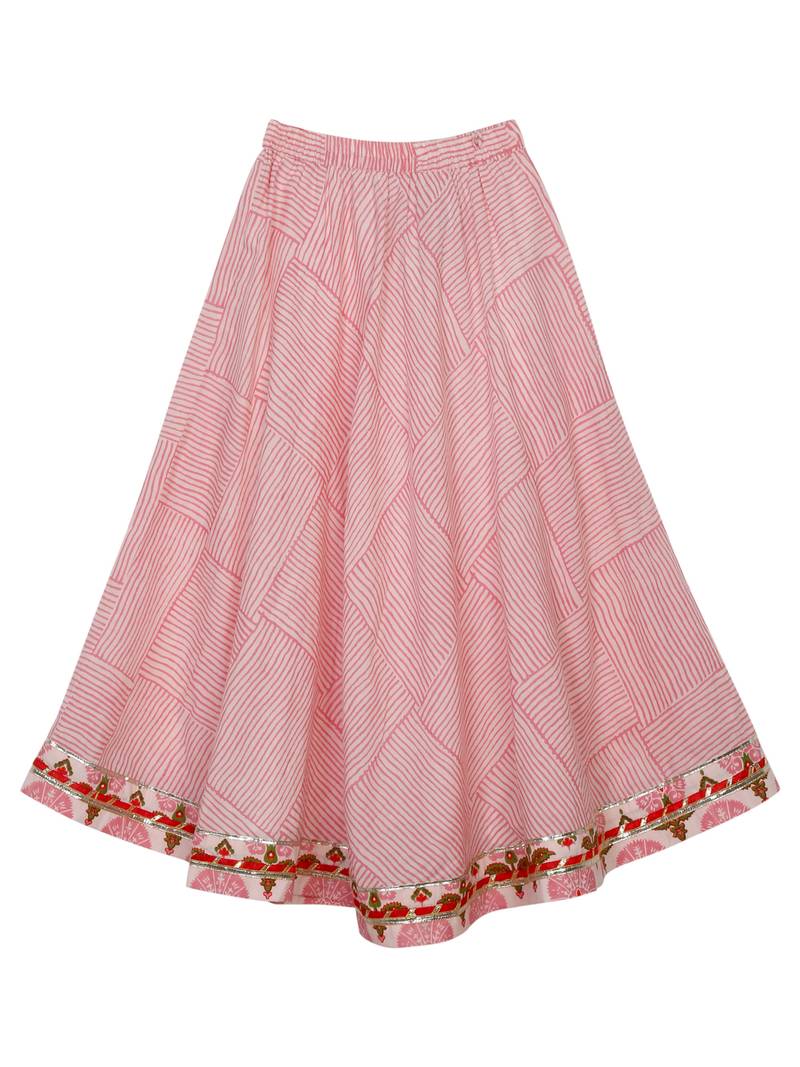 Saka Designs Girls Printed Cotton Lehenga Choli - Pink