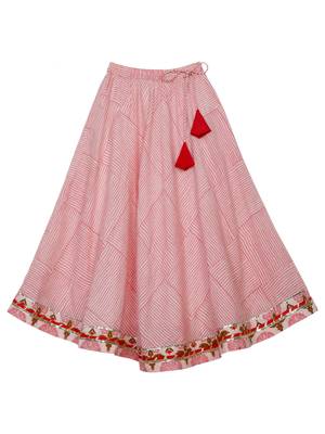 Saka Designs Girls Printed Cotton Lehenga Choli - Pink 5