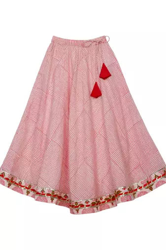 Saka Designs Girls Printed Cotton Lehenga Choli - Pink