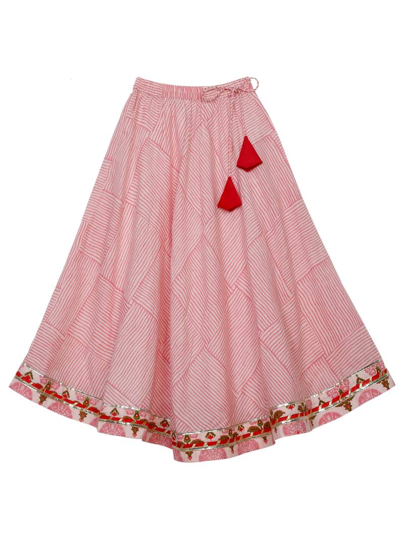 Saka Designs Girls Printed Cotton Lehenga Choli - Pink