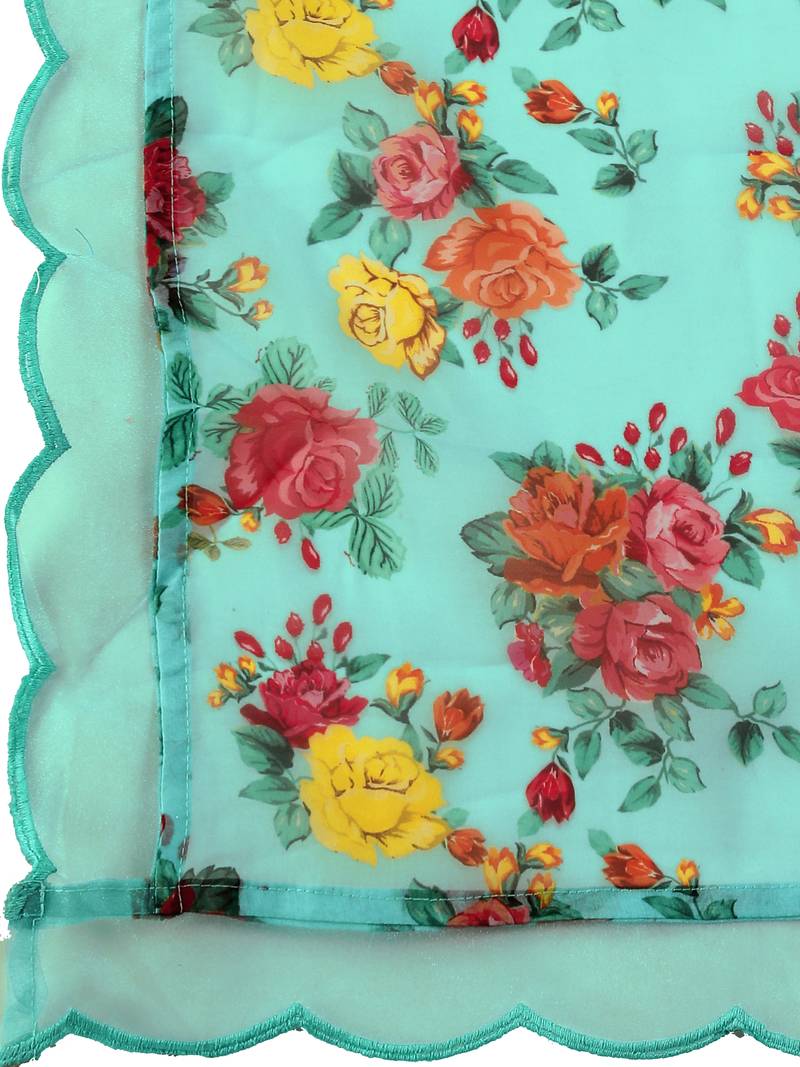 Trendmalls Turquoise Cotton Silk Embroidered Party Wear Kurta Pant with Dupatta Salwar Suit Set