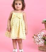 Saka Designs Girls Polka Dot Printed Party Frock - Yellow