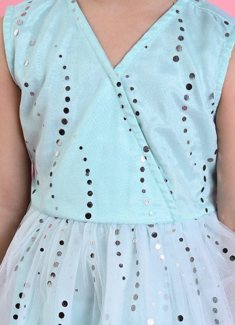 Saka Designs Girls Printed Party Frock - Blue