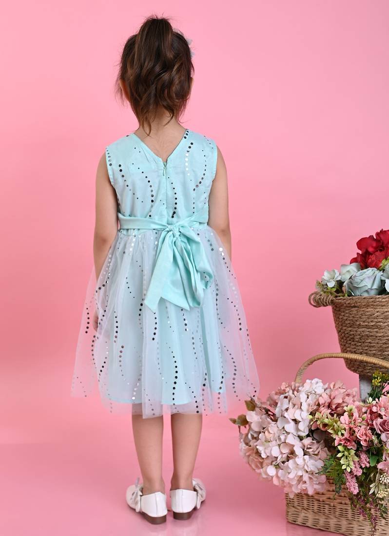 Saka Designs Girls Printed Party Frock - Blue