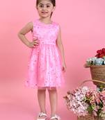 Saka Designs Girls Star Printed Party Frock - Pink