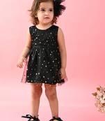Saka Designs Girls Star Printed Party Frock - Black