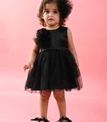 Saka Designs Girls Shimmer Printed Party Frock - Black