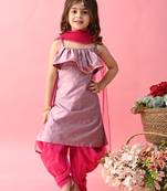 Saka Designs Girls Purple & Magenta Kurta Dhoti With Dupattta