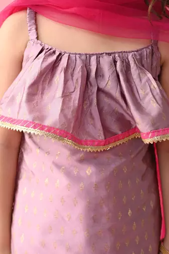 Saka Designs Girls Purple & Magenta Kurta Dhoti With Dupattta