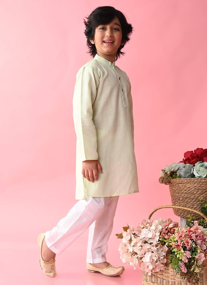 Saka Designs Boys cotton Kurta Pajama - Off-White