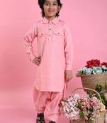 Saka Designs Boys Pink Cotton Pathani Kurta
