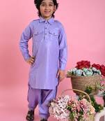 Saka Designs Boys Purple Cotton Pathani Kurta