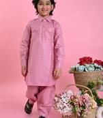 Saka Designs Boys Dark Peach Cotton Pathani Kurta