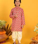 Saka Designs Boys Red Querky Fish Printed Kurta with Dhoti