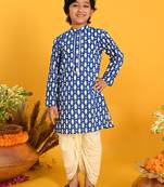 Saka Designs Boys Blue Quirky Fish Printed Kurta with Dhoti