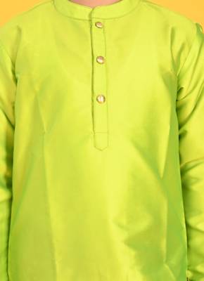 Saka Designs Boys Green Kurta With Blue Bandhani Dhoti 3