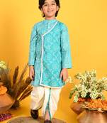 Saka Designs Boys Blue Bandhani Printed Kurta With Dhoti